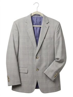 Light Gray Plaid Men's set  Coat Blazer with elegant pants wedding/prom  2 piece